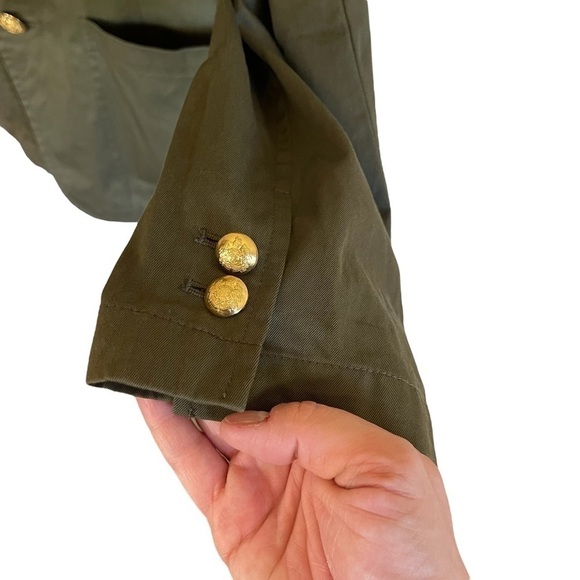 Euc Lauren Ralph Lauren cotton blazer, army green, size Petite Large. - Picture 3 of 14